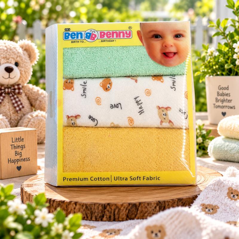 Ben Benny Premium Cotton Baby Washcloth Set (6 Pieces)