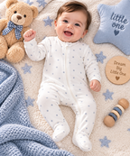 Twinkle Star Print Full Sleeve Baby Sleepsuit with Feet