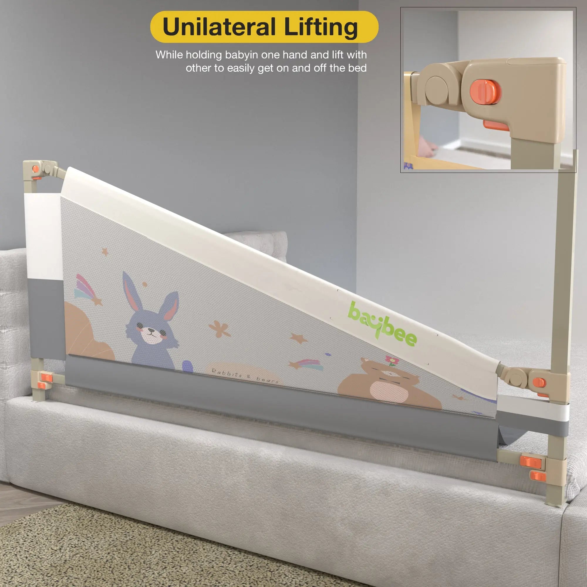 Baby Bed Rail Guard Foldable Safety Side Protector for Kids