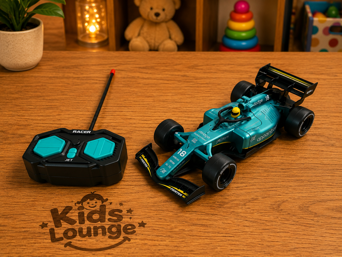 ToyBoi 1:18 Scale RC Racing Car with Spray Effect & Lights