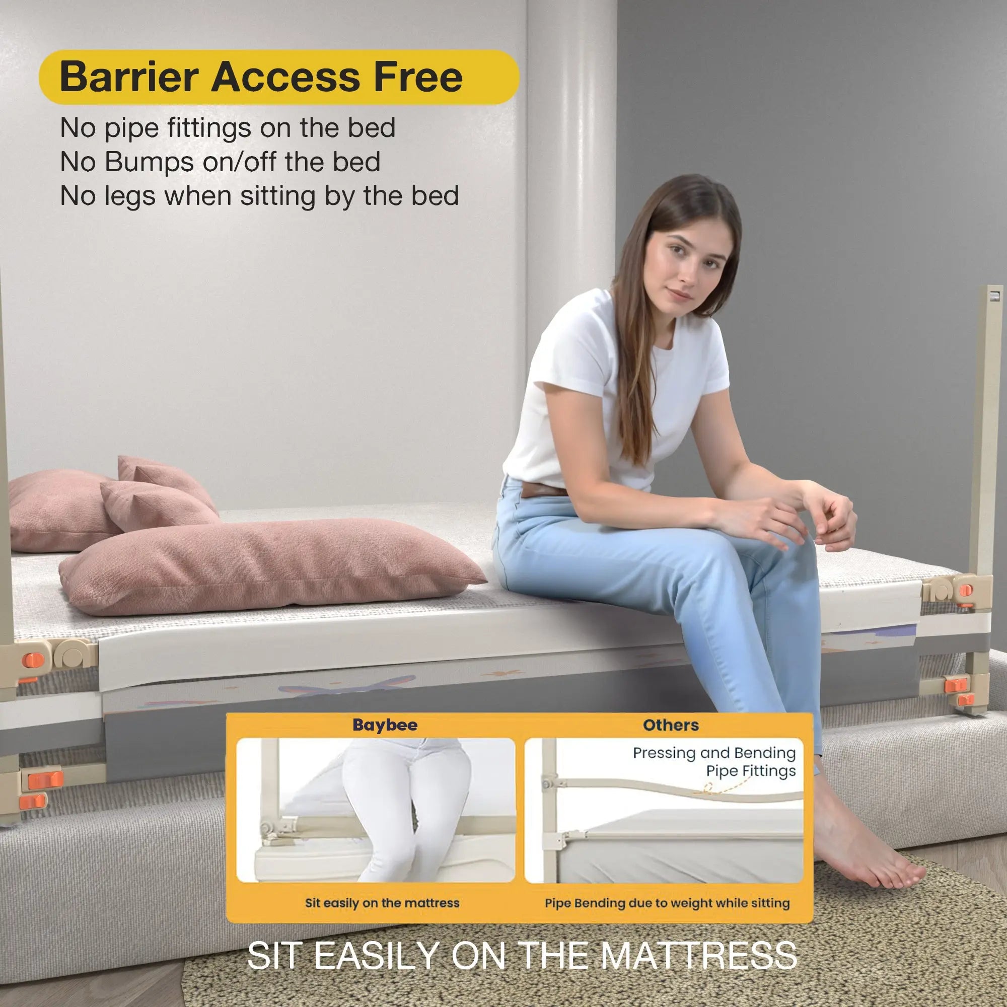 Baby Bed Rail Guard Foldable Safety Side Protector for Kids