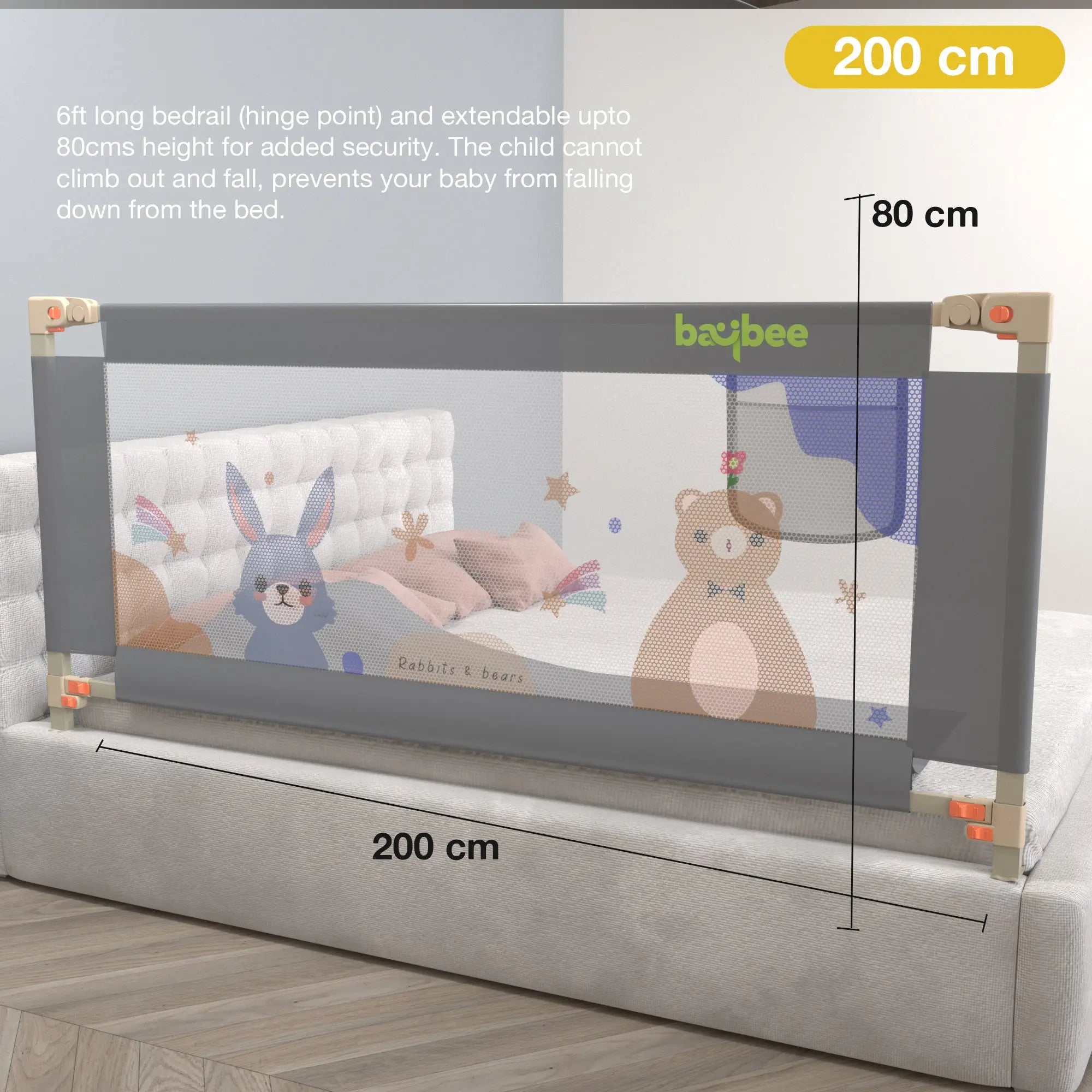 Baby Bed Rail Guard Foldable Safety Side Protector for Kids