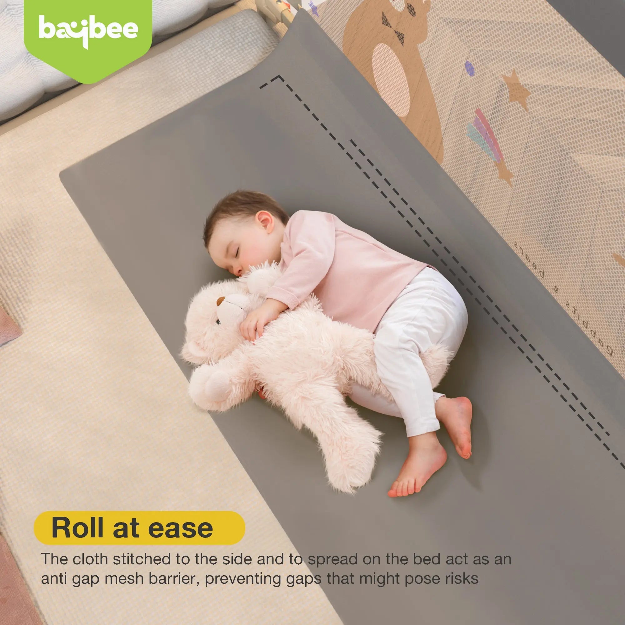 Baby Bed Rail Guard Foldable Safety Side Protector for Kids