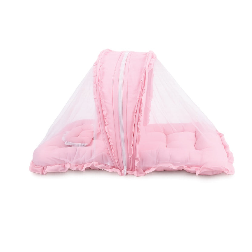 Baby Net Bed Rose – Foldable Mosquito Net Bed with Soft Mattress & Pillow for Newborns