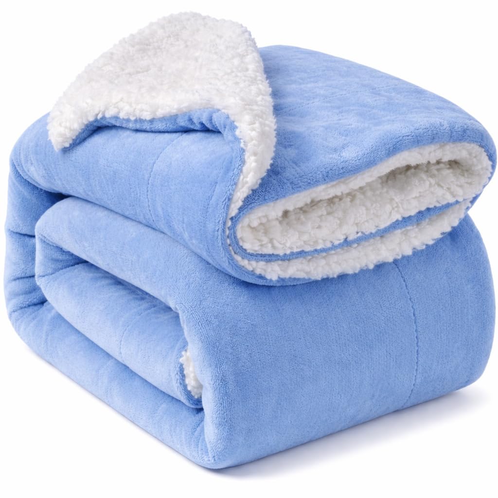Baby Blanket Ultra Soft Dual Layer Sherpa & Flannel, Lightweight Warm Newborn Blanket for Crib, Stroller, Travel & Feeding, Skin-Friendly
