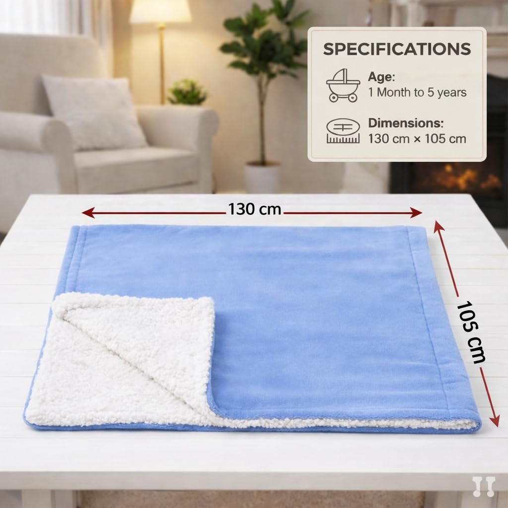 Baby Blanket Ultra Soft Dual Layer Sherpa & Flannel, Lightweight Warm Newborn Blanket for Crib, Stroller, Travel & Feeding, Skin-Friendly