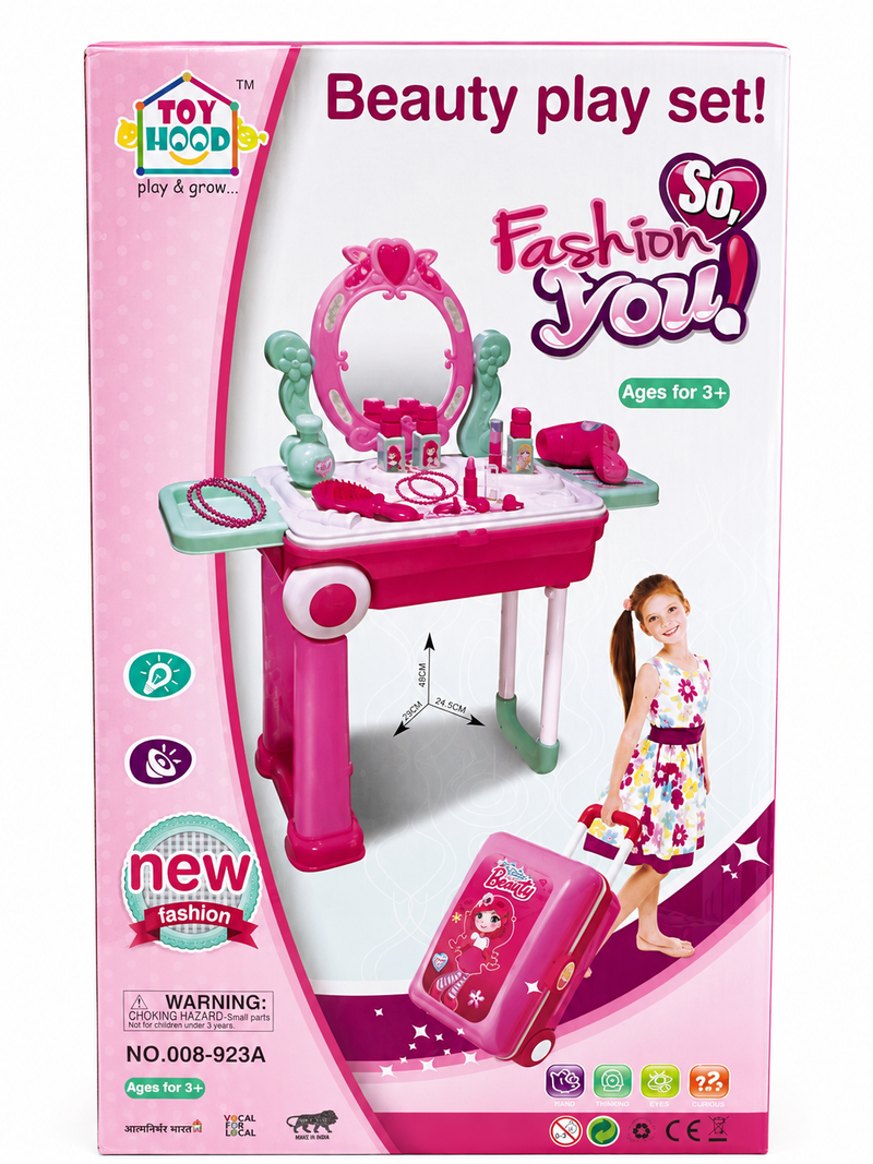 Toy Hood Beauty Play Set – Kids Dressing Table & Beauty Vanity Set with Accessories