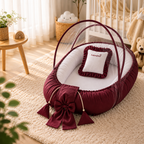 Baby Nest Bed for Newborns Soft Baby Lounger with Mosquito Net & Pillow