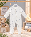 Twinkle Star Print Full Sleeve Baby Sleepsuit with Feet