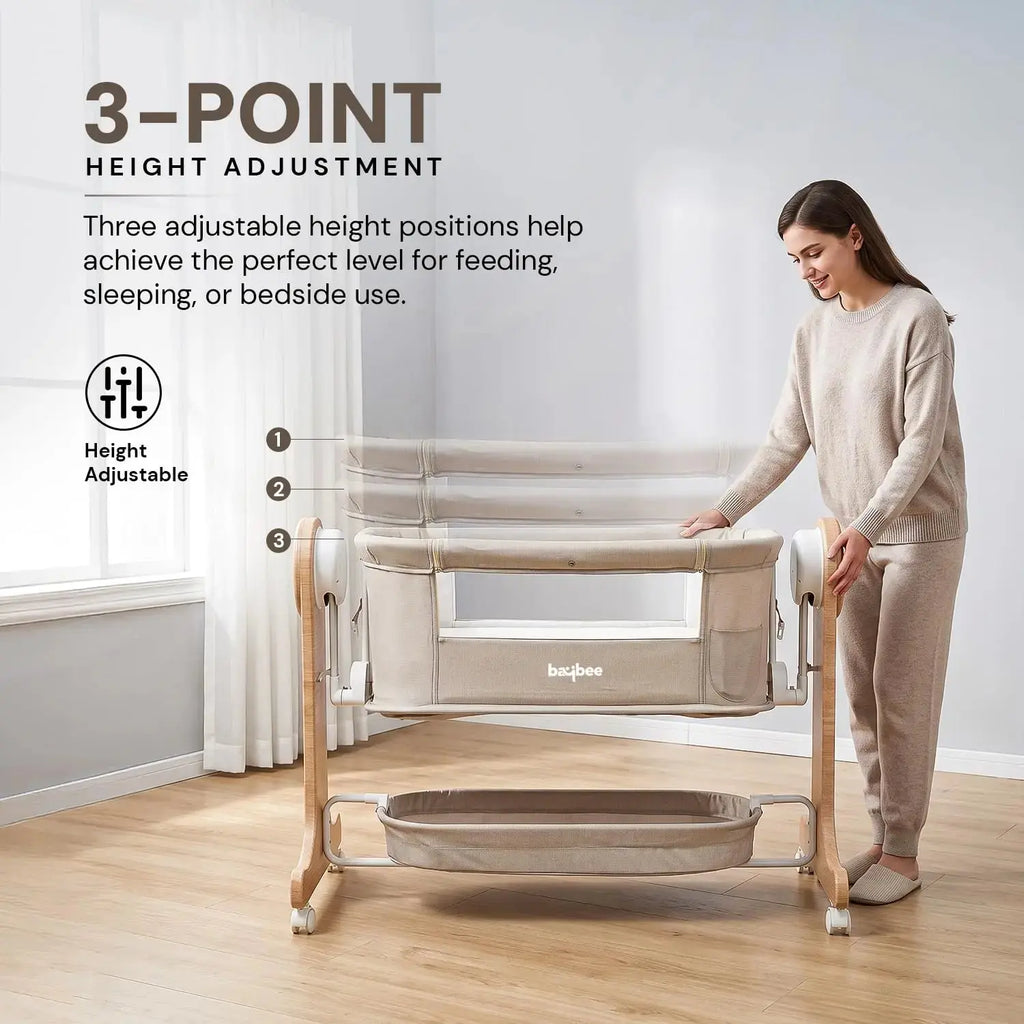 Wooden 3 in 1 Electric Baby Cradle Convertible Cot & Bassinet