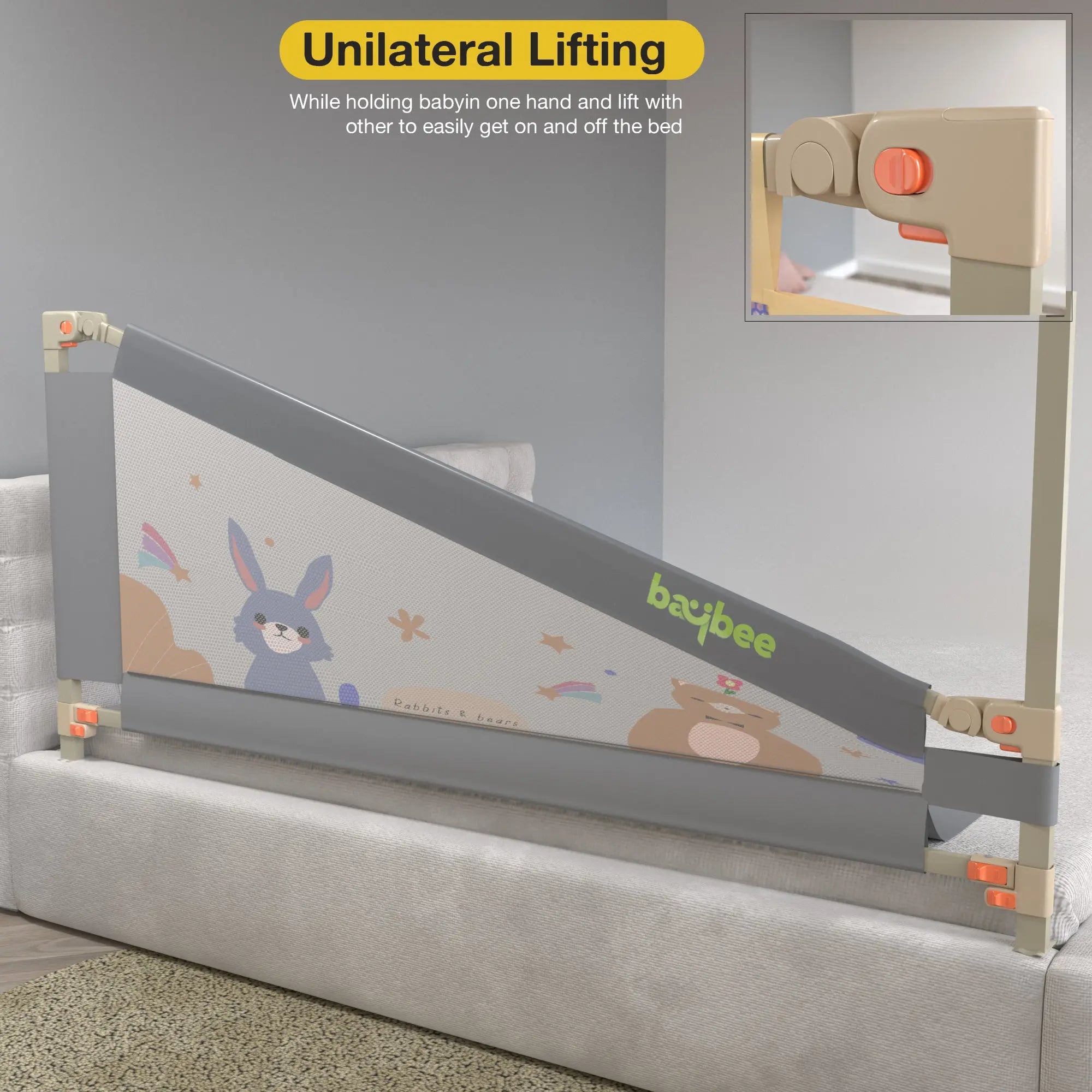Baby Bed Rail Guard Foldable Safety Side Protector for Kids