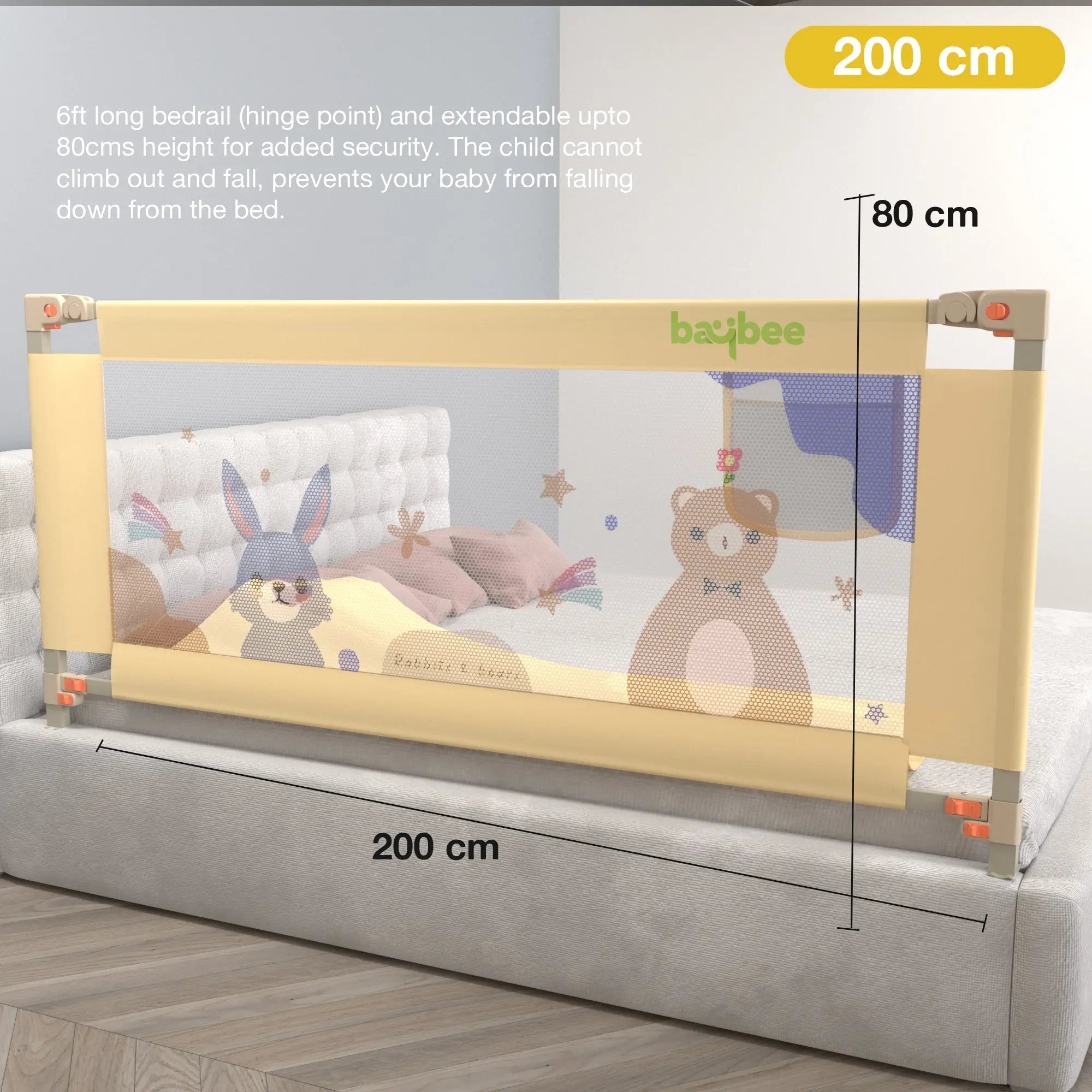 Baby Bed Rail Guard Foldable Safety Side Protector for Kids