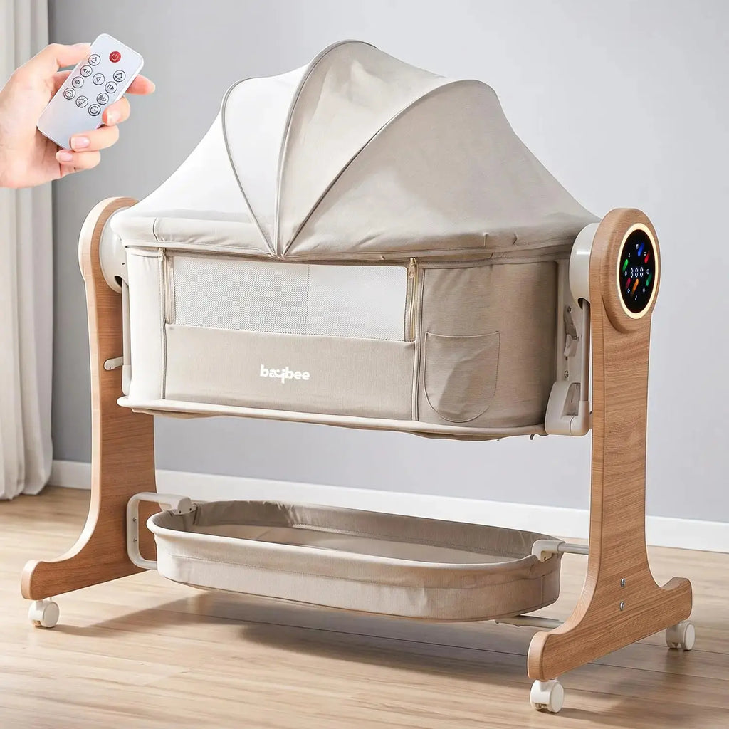 Wooden 3 in 1 Electric Baby Cradle Convertible Cot & Bassinet