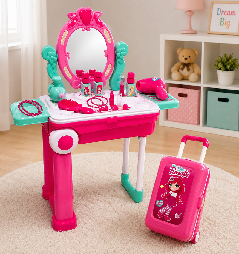 Toy Hood Beauty Play Set – Kids Dressing Table & Beauty Vanity Set with Accessories