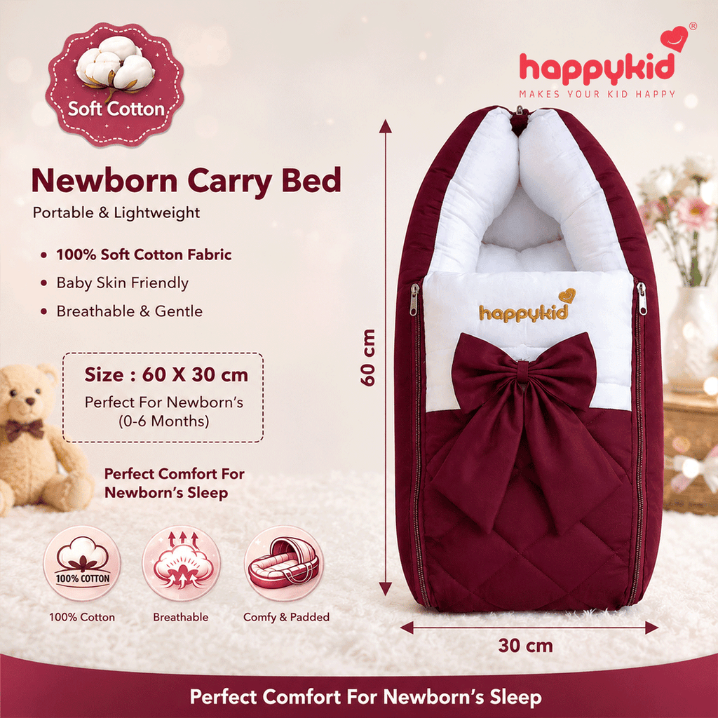 Premium Cotton Baby Carry Bed 3-in-1 Newborn