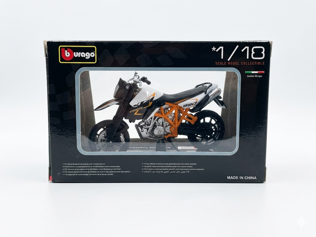 Bburago 1:18 Scale KTM 990 Supermoto Diecast Motorcycle Model