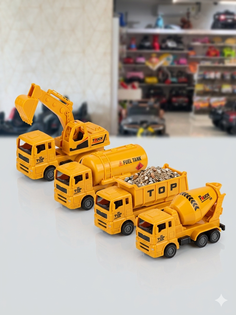 KV Toys Engineering Vehicle Series – 4-Piece Pull-Back Set