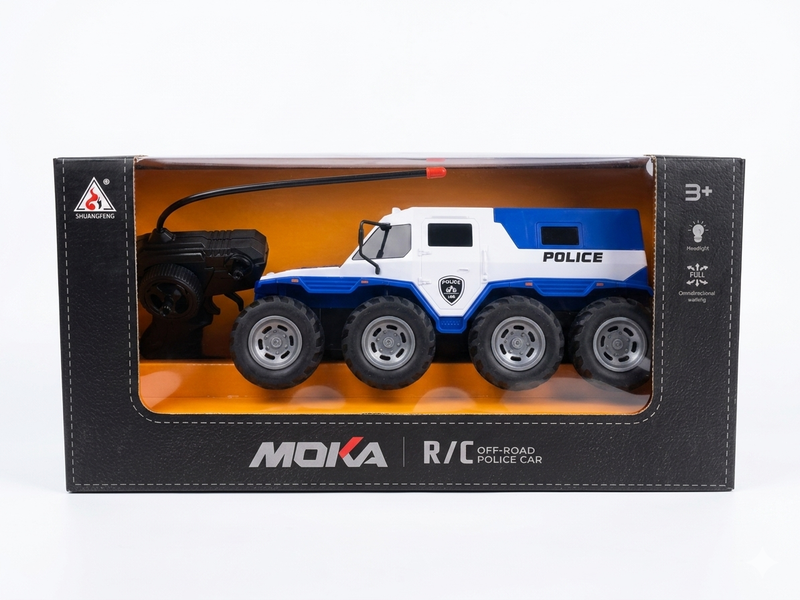 Shuangfeng Moka Off-Road Police RC Car – 8-Wheel Remote Control Police Truck