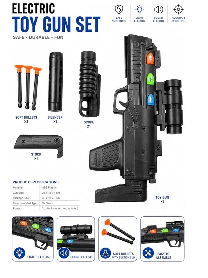 KrazyKiddo Toys MP7 Submachine Gun Toy - 2-in-1 Toy Rifle with Light & Sound