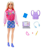 Barbie I Love School Doll & Accessories Toy Set, 7 Pieces Include Backpack, Laptop & More, Blonde Fashion Doll Wears Removable Look