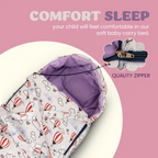 Freya Luxury Casey Sleeping Carry Bag, Cotton Baby Bed Cum Carry Bed, Printed Baby Sleeping Bag for Kids-Infant Portable Bassinet