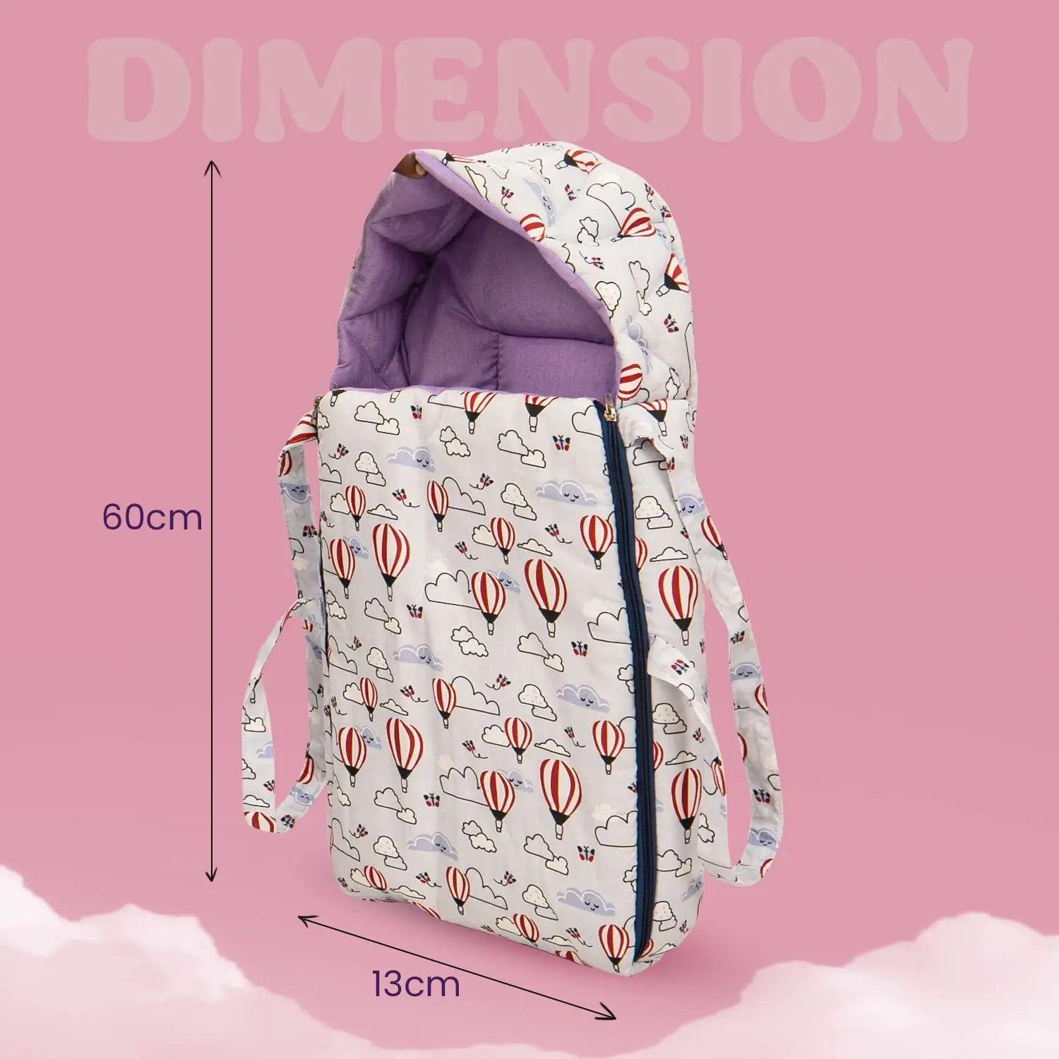 Freya Luxury Casey Sleeping Carry Bag, Cotton Baby Bed Cum Carry Bed, Printed Baby Sleeping Bag for Kids-Infant Portable Bassinet