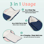 3 in 1 Baby's Cotton Bed Cum Carry Bed, Printed Baby Sleeping Bag-Baby Bed