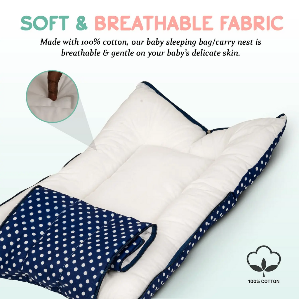 3 in 1 Baby's Cotton Bed Cum Carry Bed, Printed Baby Sleeping Bag-Baby Bed