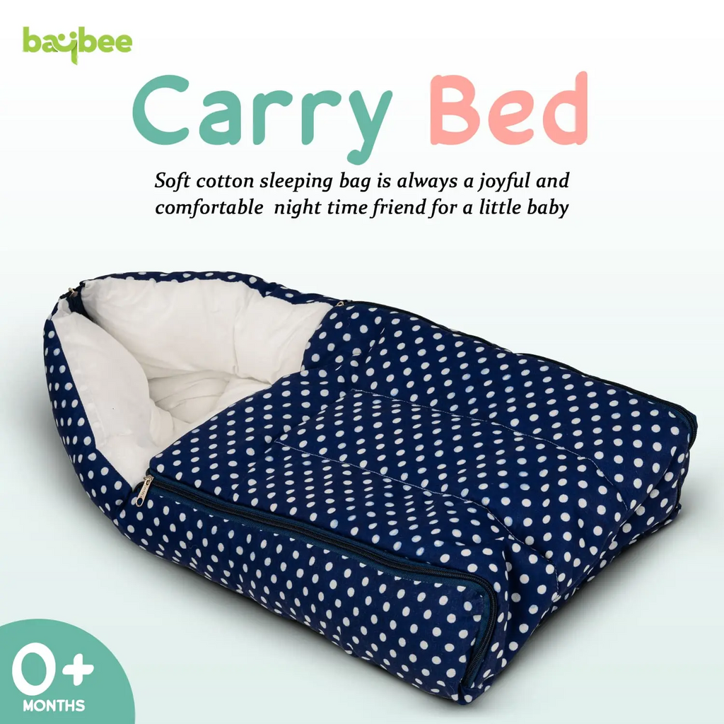 3 in 1 Baby's Cotton Bed Cum Carry Bed, Printed Baby Sleeping Bag-Baby Bed