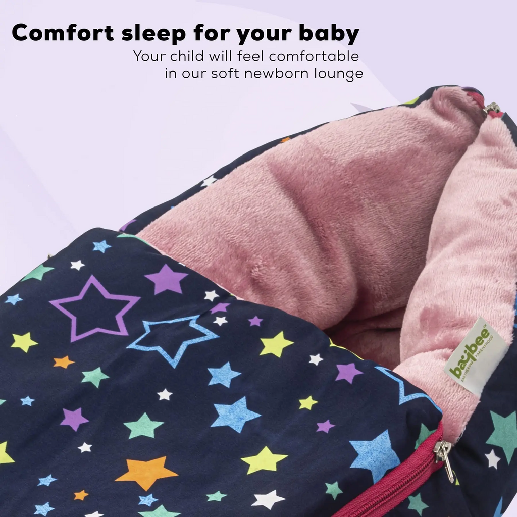 Little Max 3 in 1 Baby's Cotton Bed Cum Carry Bed Printed Baby Sleeping Bag