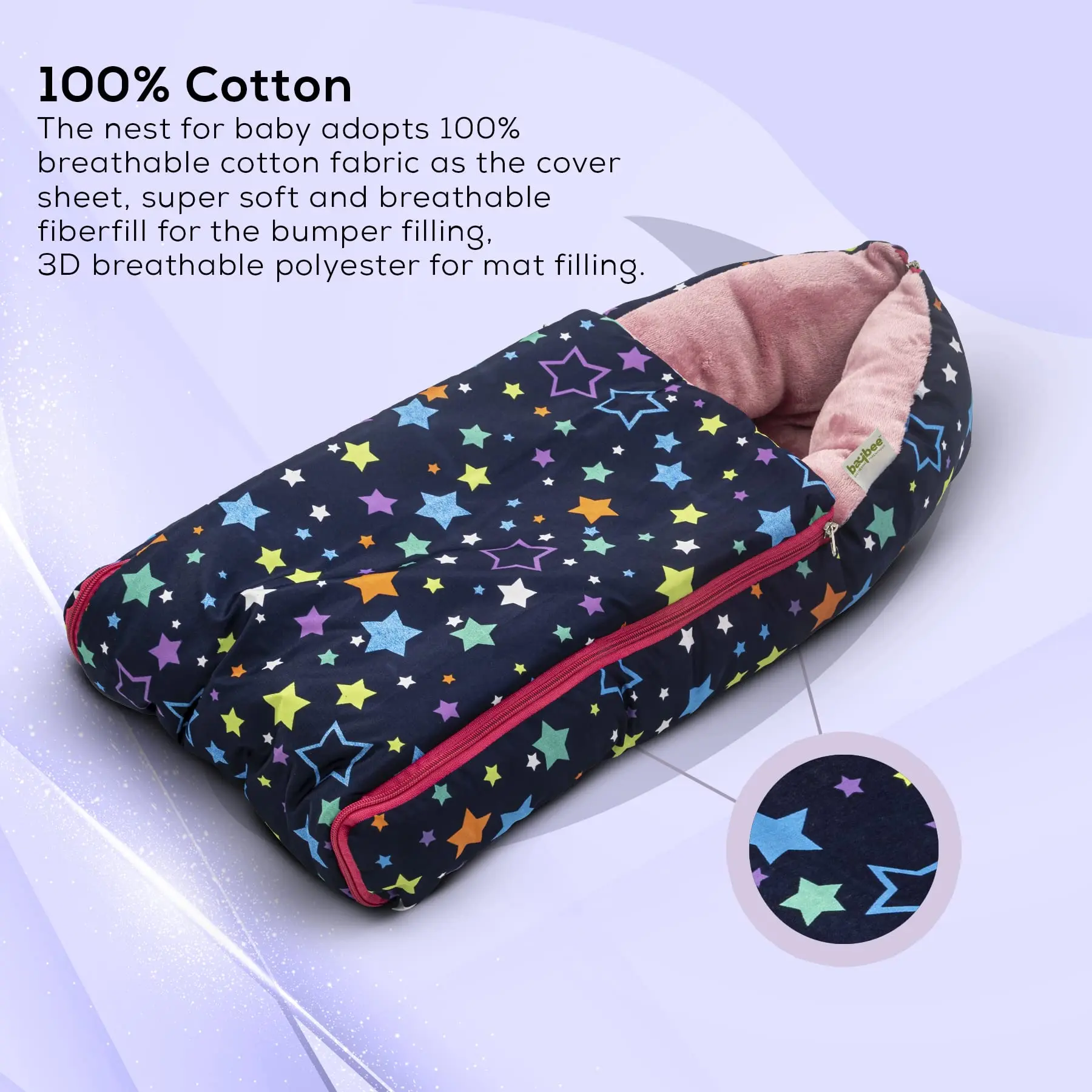 Little Max 3 in 1 Baby's Cotton Bed Cum Carry Bed Printed Baby Sleeping Bag