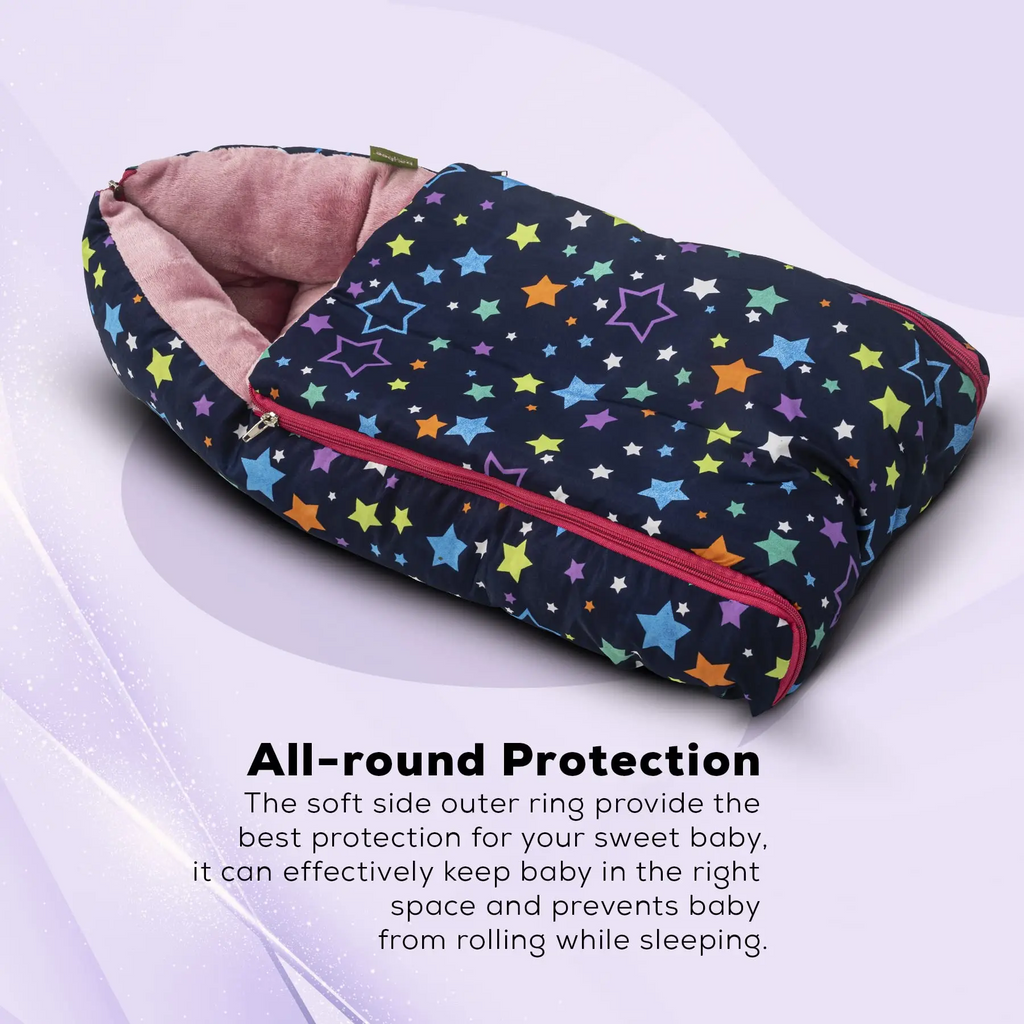 Little Max 3 in 1 Baby's Cotton Bed Cum Carry Bed Printed Baby Sleeping Bag