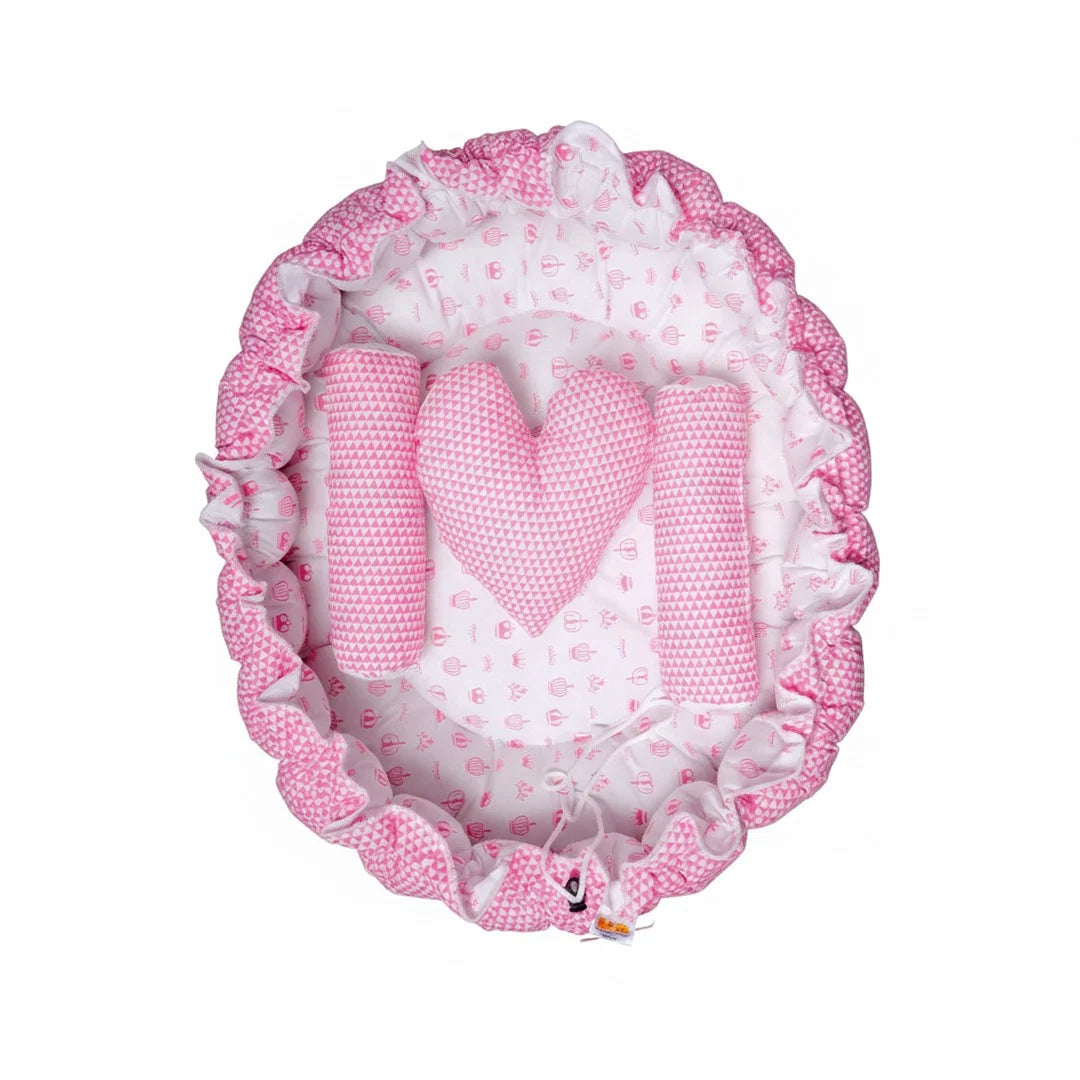 Velvet Round Baby Bed – Soft & Cushioned Sleeping Bed for Newborns