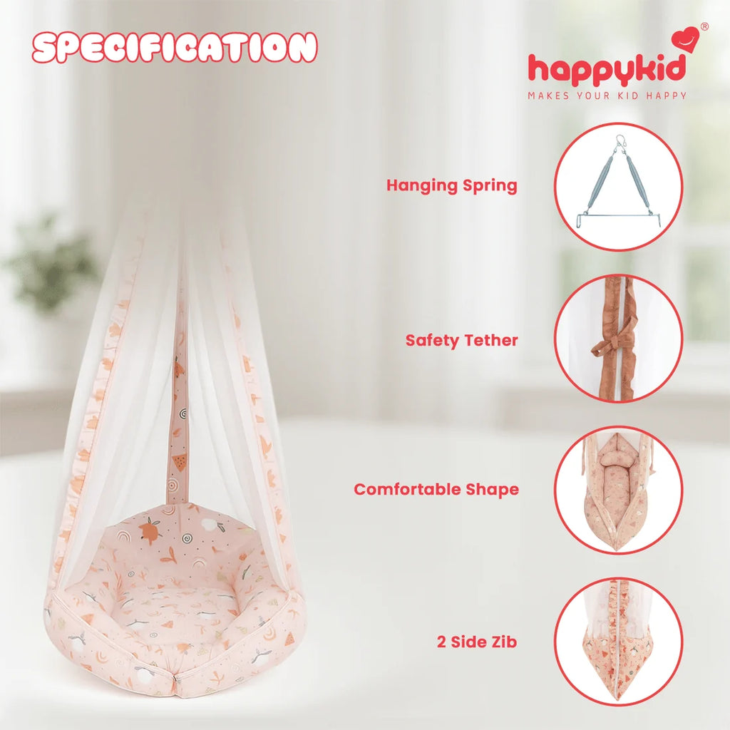 Angel Baby Cradle with Spring & Pillow – Hanging Newborn Cradle