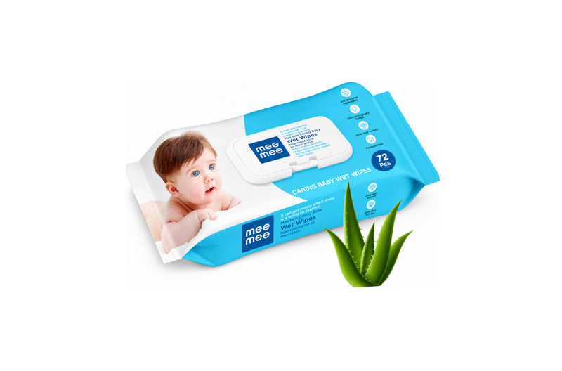 Mee Mee Caring Baby Wet Wipes With Aloe Vera Extracts (72 pcs) | Parabens Free