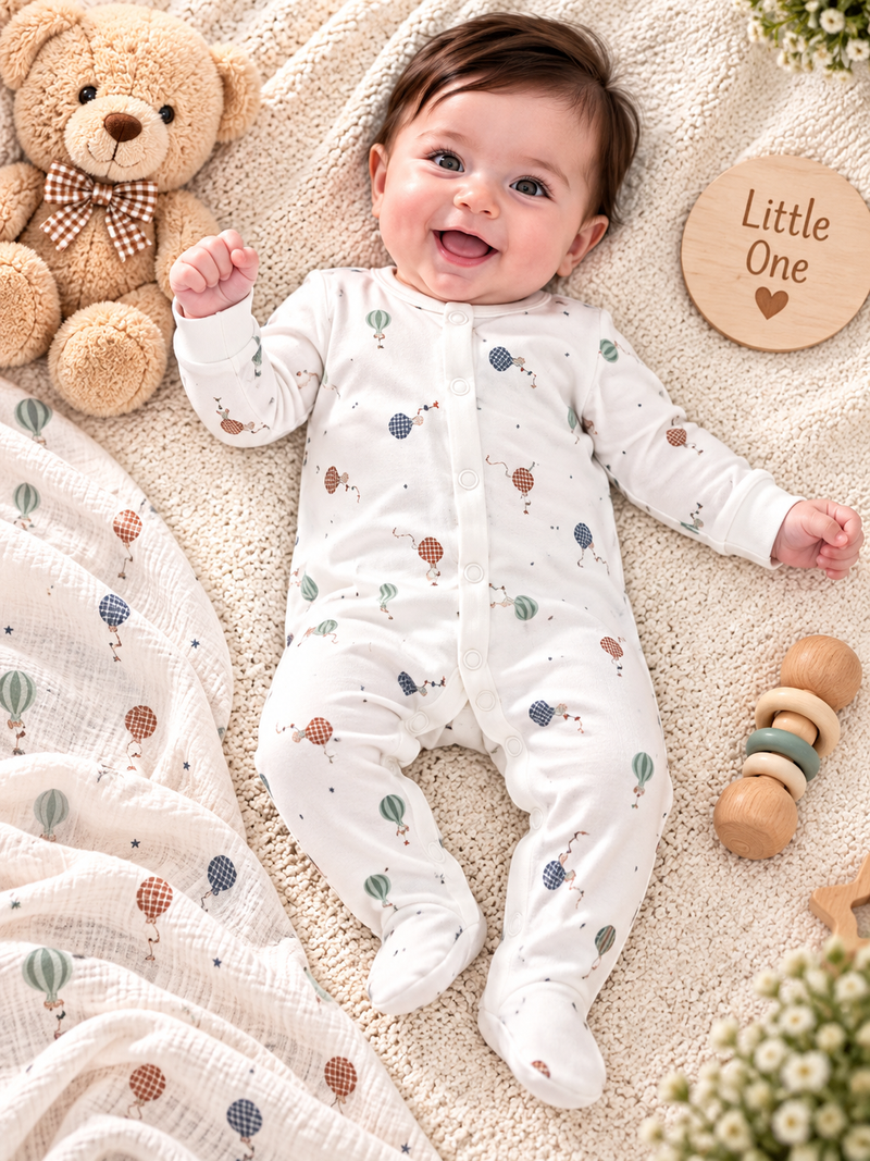 Hot Air Balloon Print Baby Romper