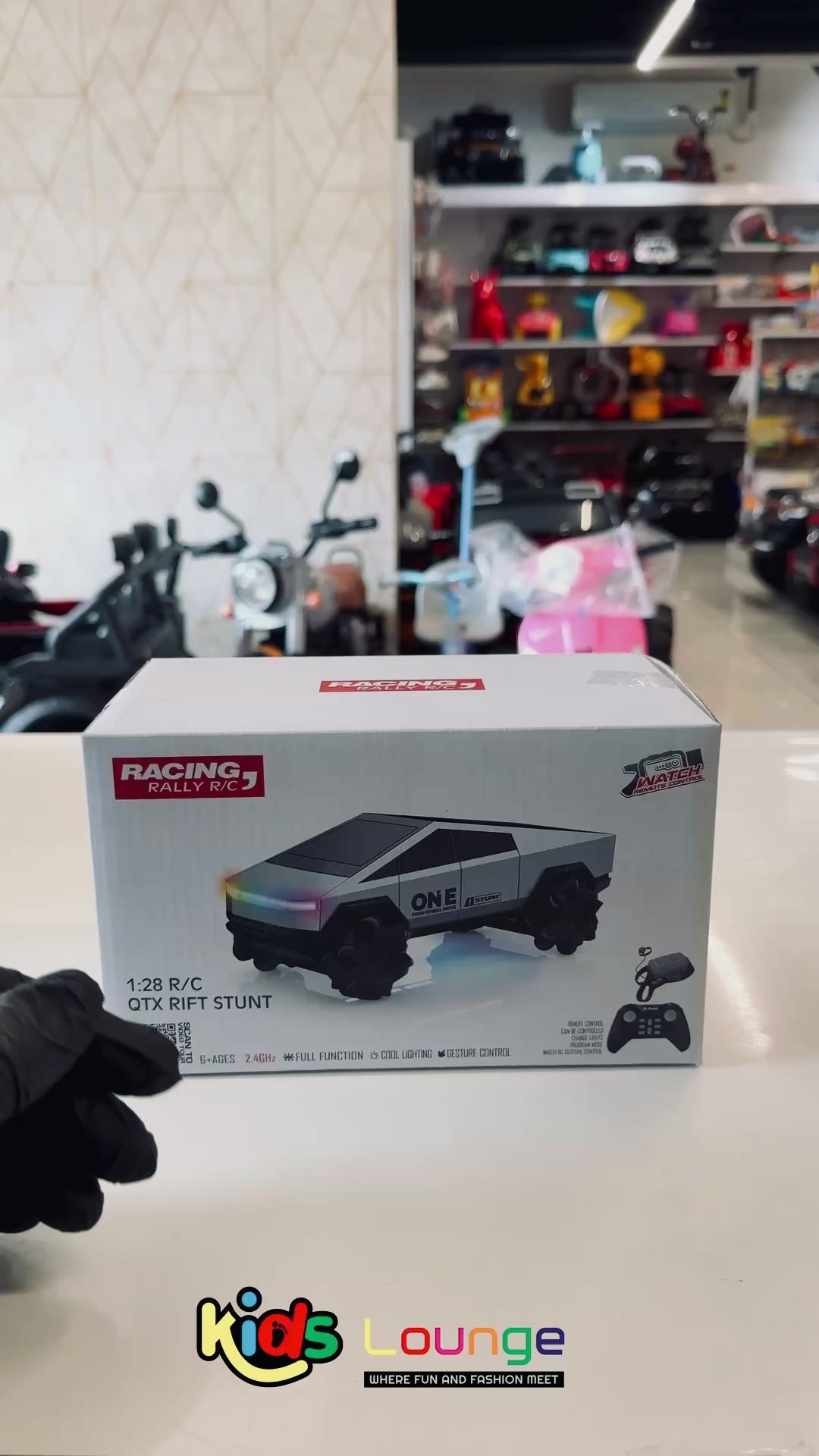 Remote Control Cybertruck Style Stunt Car for Kids | 2.4GHz Drift & Side Driving RC Toy with LED Lights